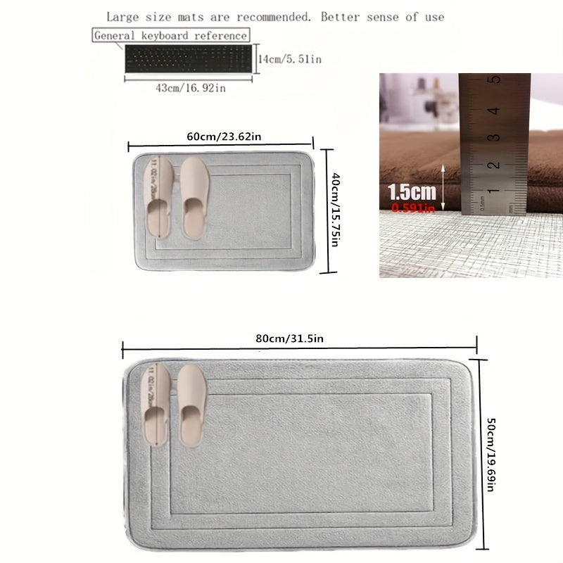 Absorbent Non-Slip Bathroom Floor Mat with Memory Foam PVC Bottom for Bathroom and Bedroom Use