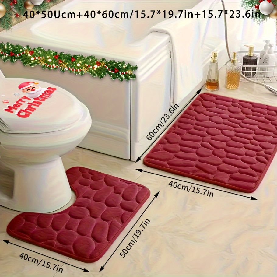 Memory Foam Bathroom Rug Set with Non-Slip Backing and Absorbent Mat for Shower Bathtub and Laundry Room