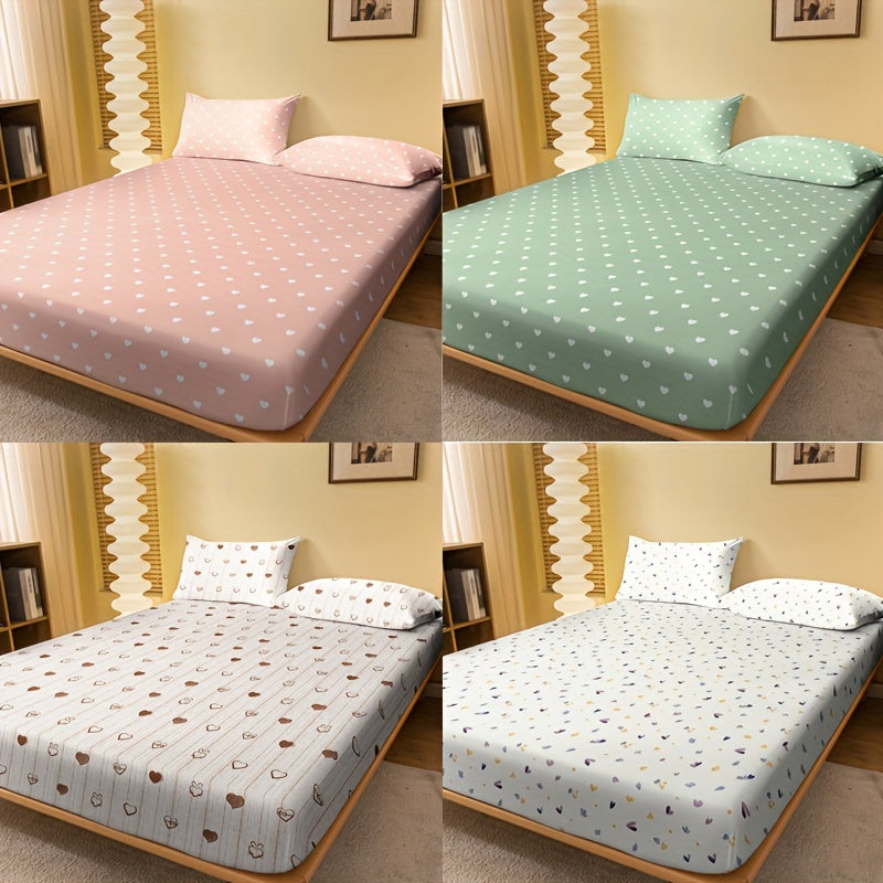 Geometric Heart Pattern Fitted Sheet Made of Soft Brushed Polyester 80-85gsm Under 29cm