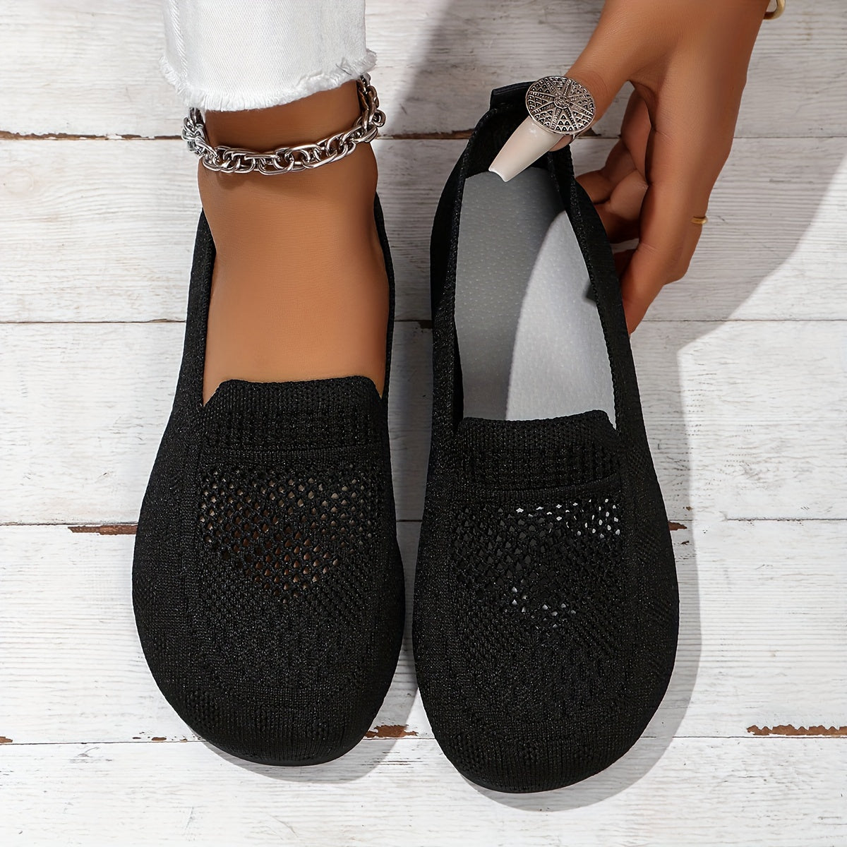 Zapatos de mujer de pie ancho de gran tamaño cómodos para todas las estaciones, interiores y exteriores