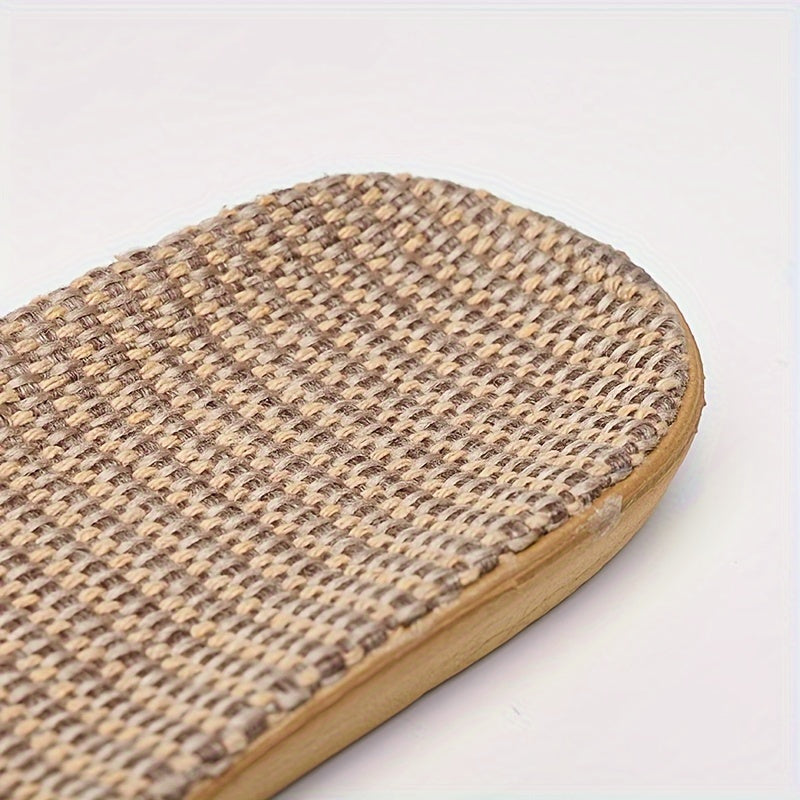 Women Linen Slip-On Indoor House Shoes Open Toe Comfortable