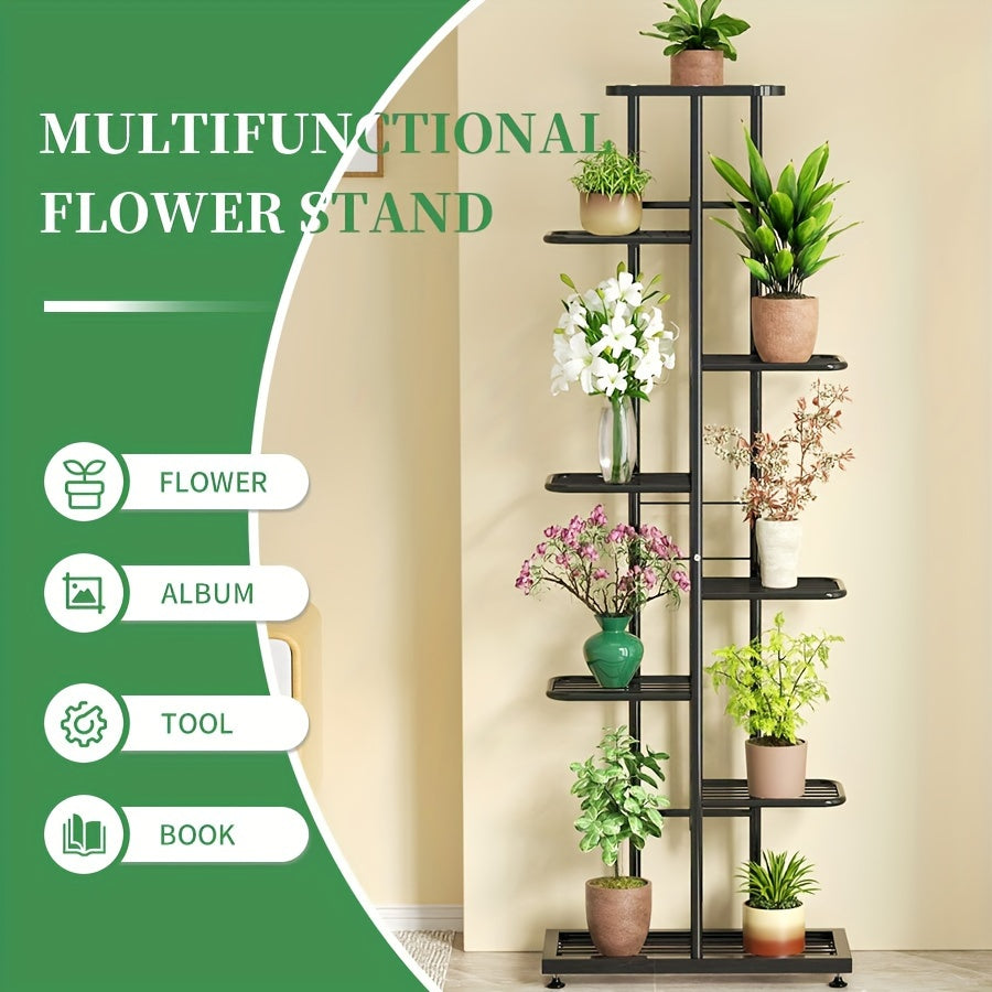 Черная металлическая подставка для растений 4/5/6/7/8 ярусов, для использования внутри и снаружи, держатель для цветочных горшков, прочная полка