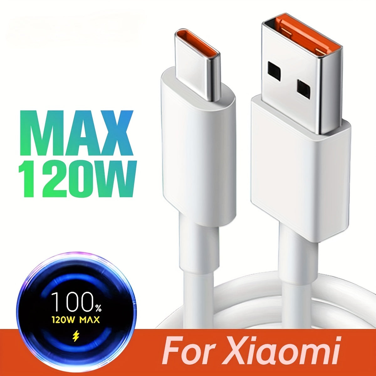 USB-C Charging Cable 120W Fast Charging for Xiaomi Mi9 Oppo VOOC