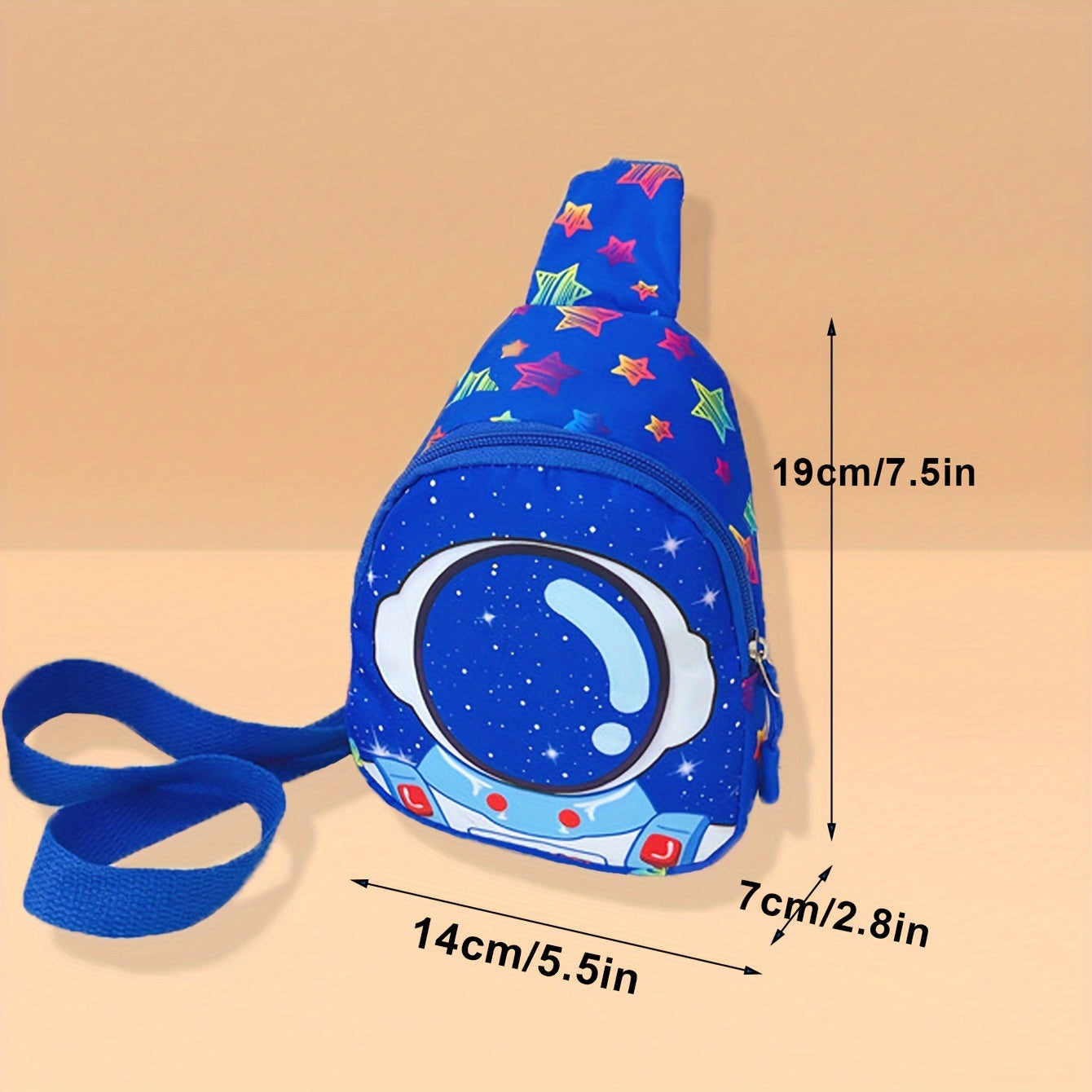 Kids Boys Astronaut Star Pattern 2-Piece Set Baseball Cap Sling Bag Breathable Polyester Ages 3-14