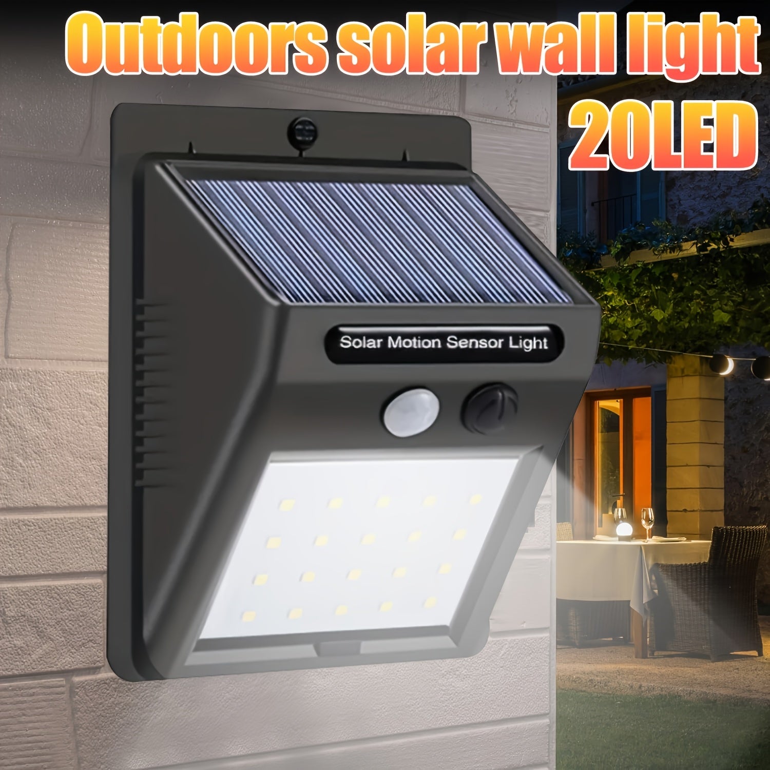 Outdoor Solar Motion Sensor Light 120° Wide Angle for Garden Driveway Patio