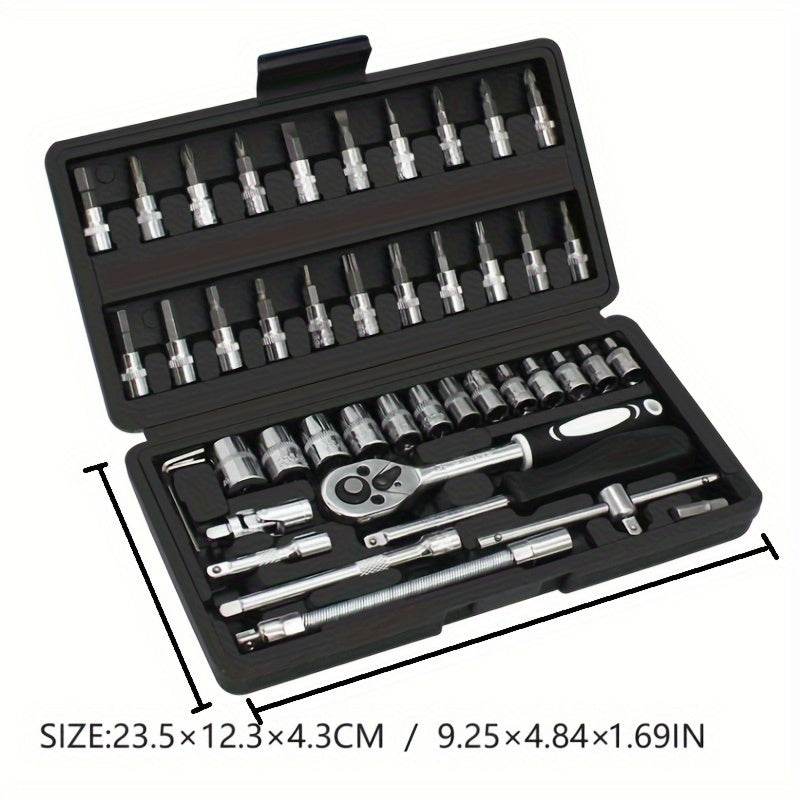 Juego de herramientas de reparación automotriz de acero cromo vanadio de alta dureza de 46 piezas