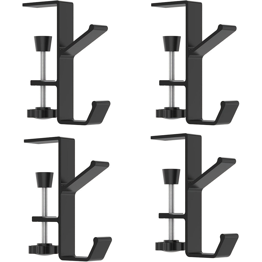Set of 4 Adjustable Aluminum Fireplace Stocking Hooks for Holiday Decor and Home Organization