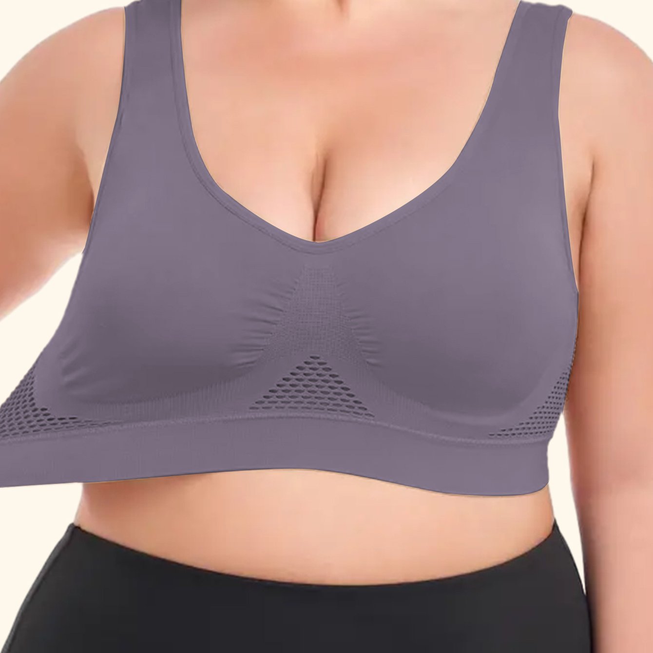 Plus Size Women's Sports Bra Wireless Shockproof Wide Straps Nylon Medium Stretch Solid