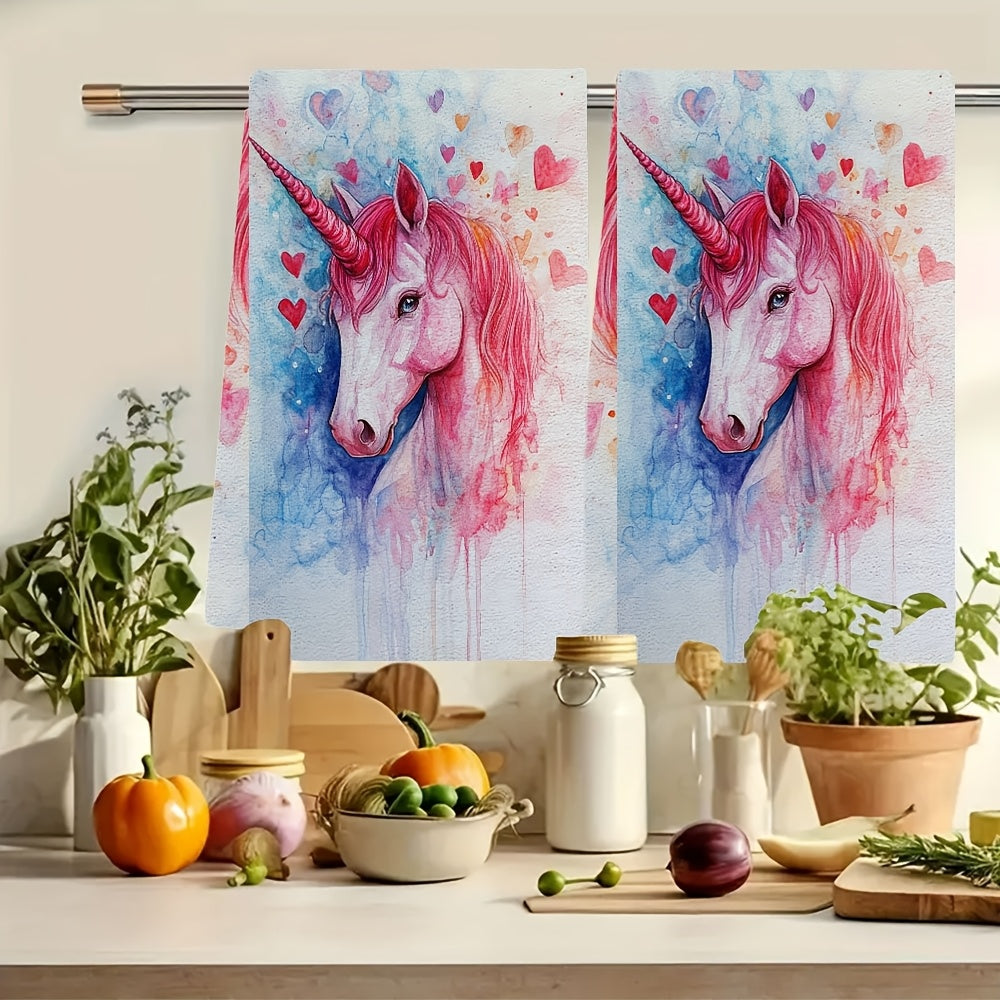 Valentin kuni unicorn oshxona sochiqlari to'plami, ultra yumshoq, singdiruvchi, 16x24 dyuym