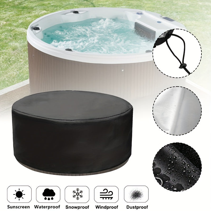 210D Outdoor Pool Cover for Circular Spas and Swimming Pools Sun Protection Black