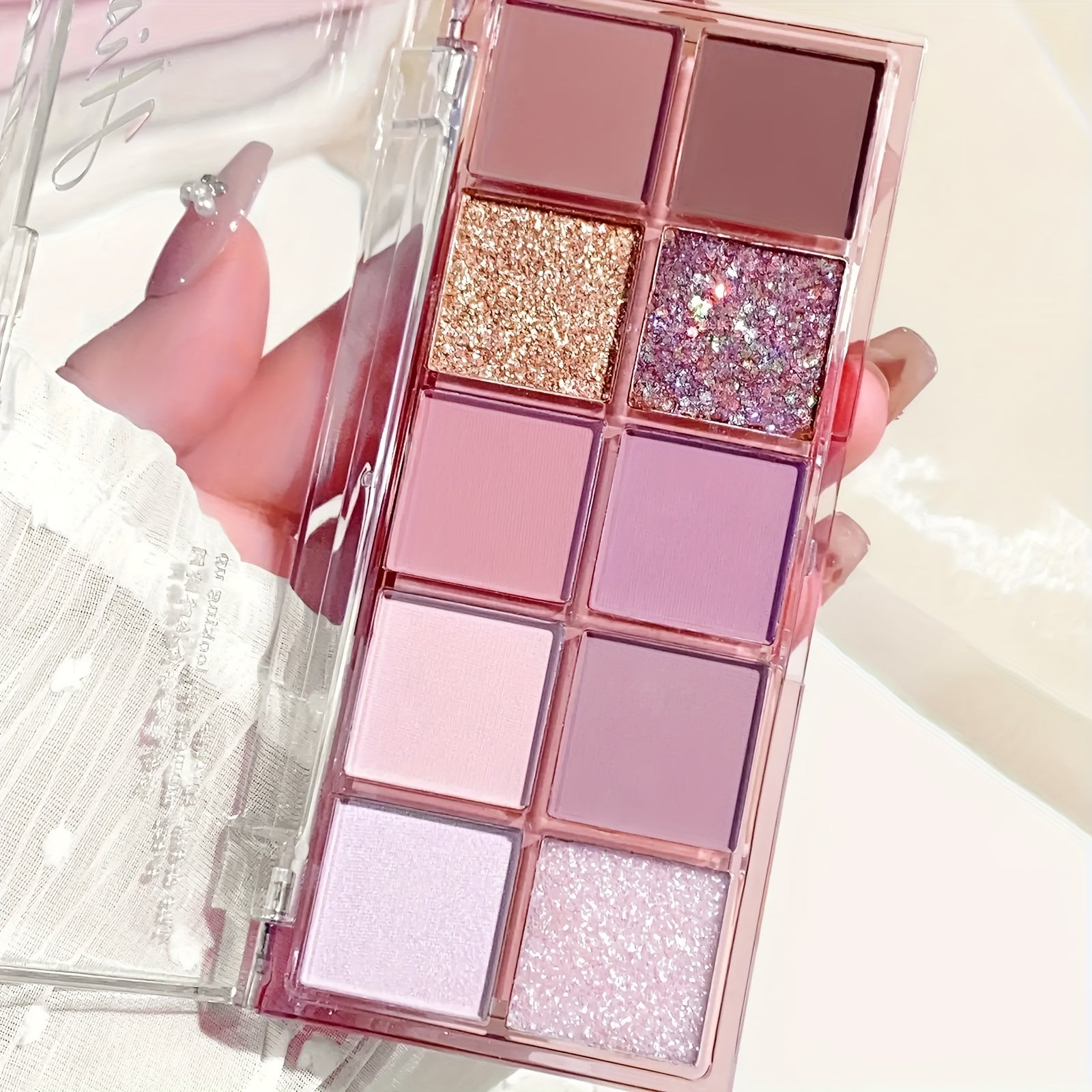 Женская палетка теней для век 9-18 цветов матовые и с эффектом шиммер нюд коричневый фиолетовый