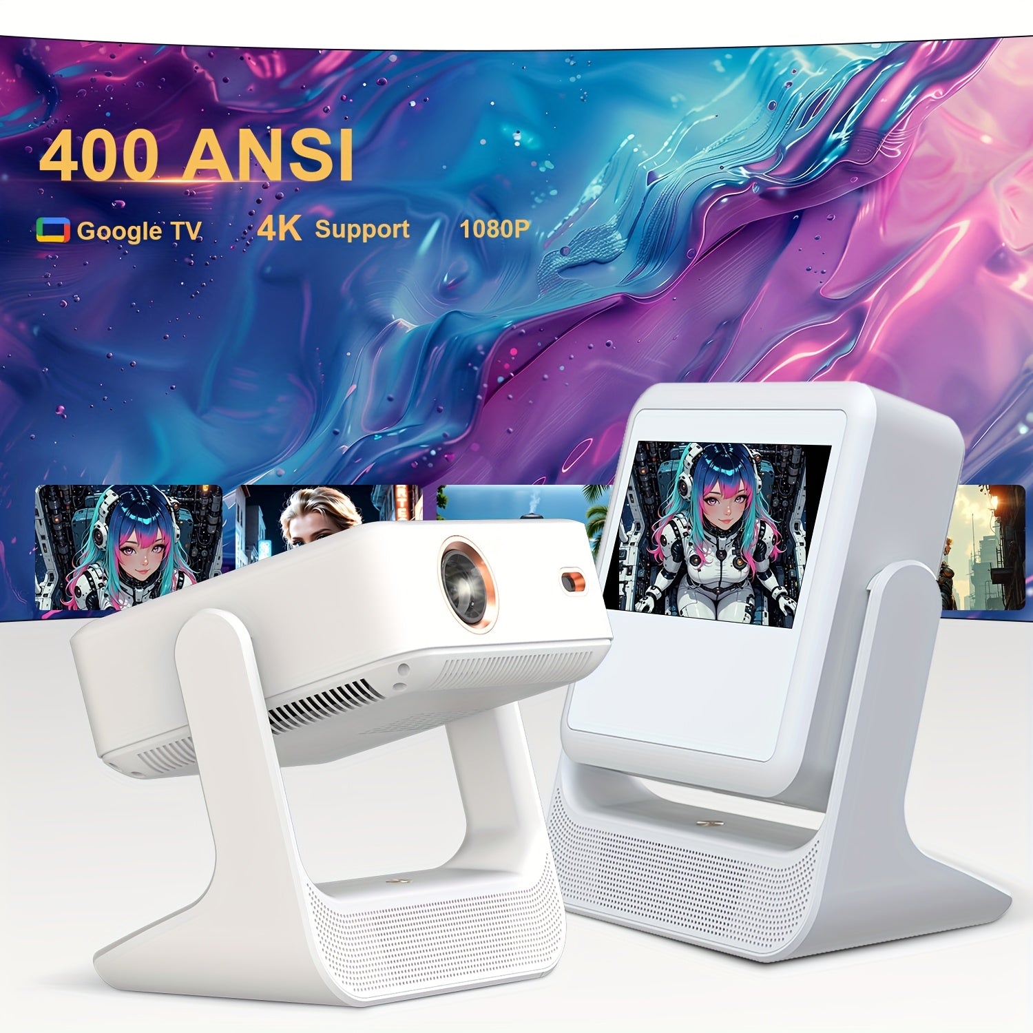 4K Home Theater Projector with WiFi 6, Wireless 5.2, 180° Rotation