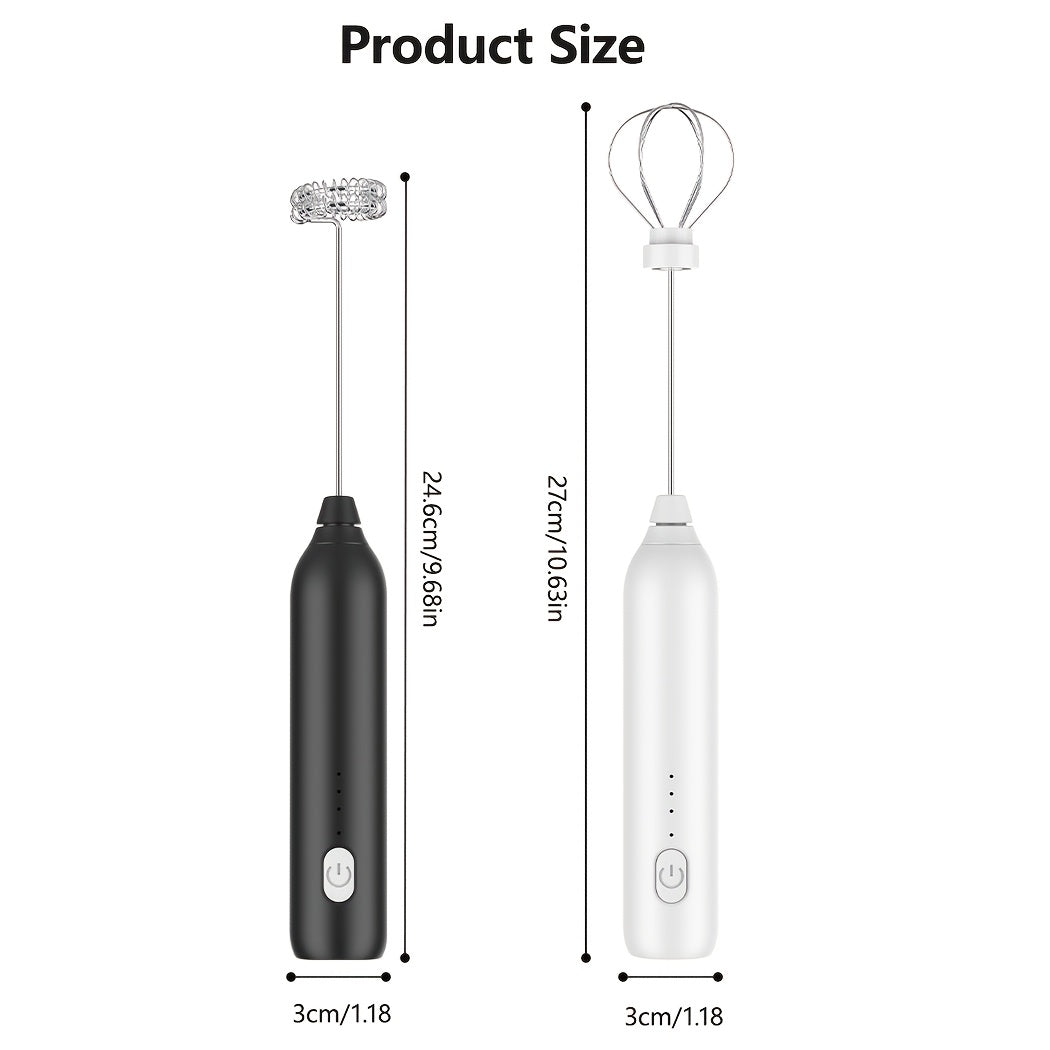 Portable Electric Milk Frother Mixer Rechargeable Stainless Steel Whisks