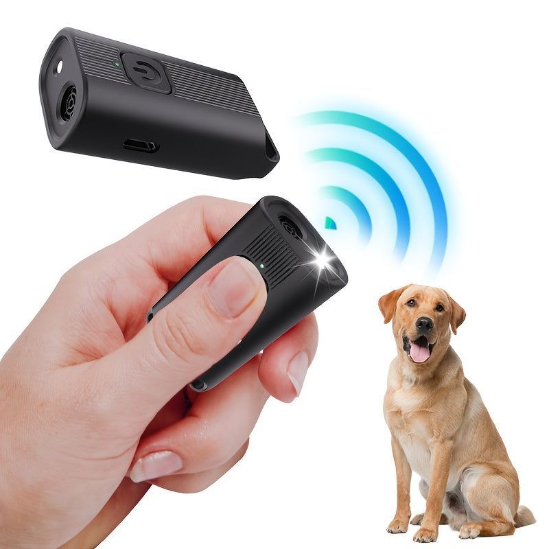 Mini Ultrasonic Dog Repeller with LED Light USB Rechargeable Anti-Barking Trainer