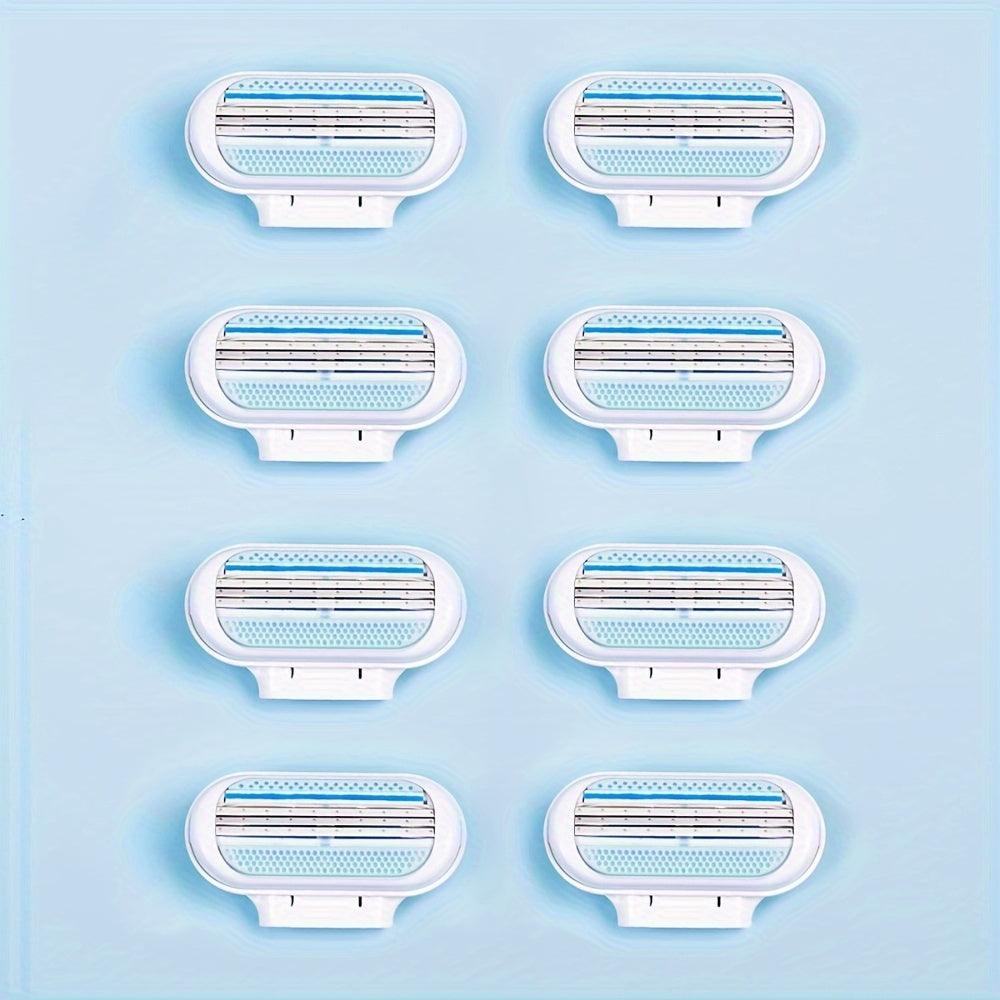 Hypoallergenic Manual Hair Removal Razor Kit with Blue Handle and White Blades for Normal Skin