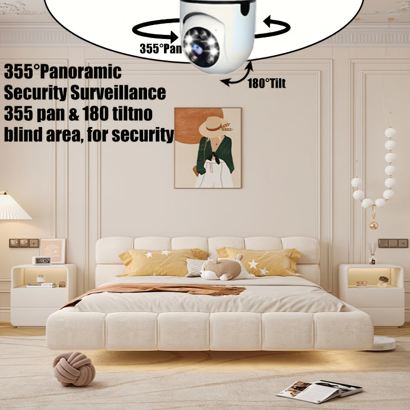 355° Indoor Outdoor Security Camera with Two-Way Audio Night Vision Motion Detection Wi-Fi