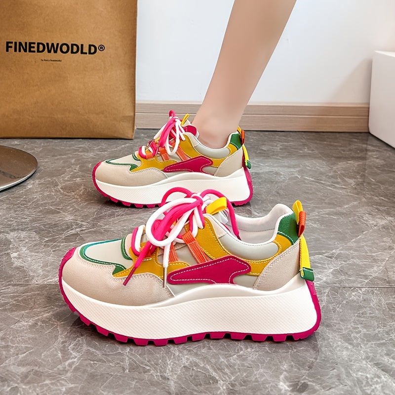 Ayollar uchun nafas oladigan tarmoq yozgi kundalik sport krossovkalar oq qalin kauchuk taglik