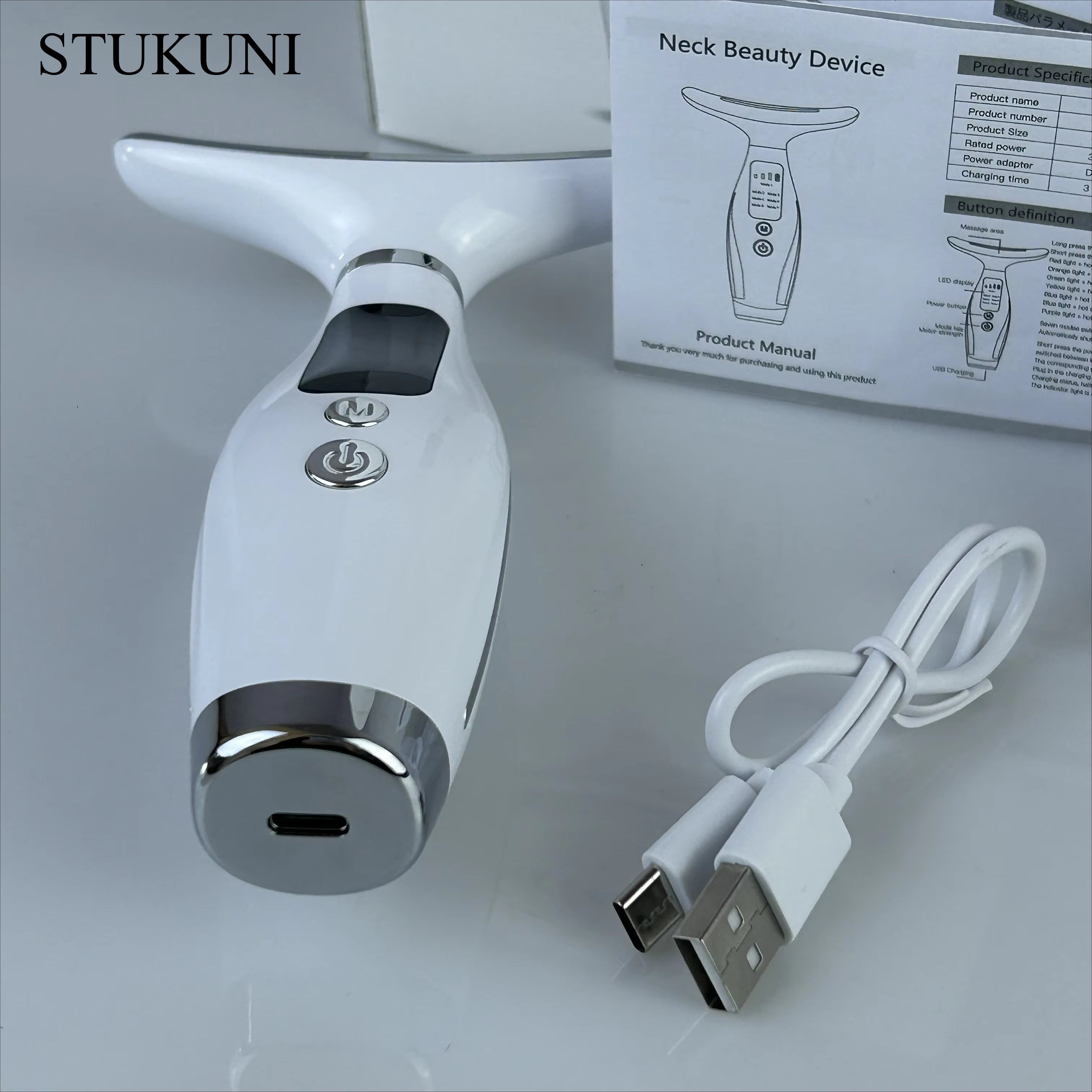 USB Rechargeable Face and Neck Massager with Ergonomic Design for Women