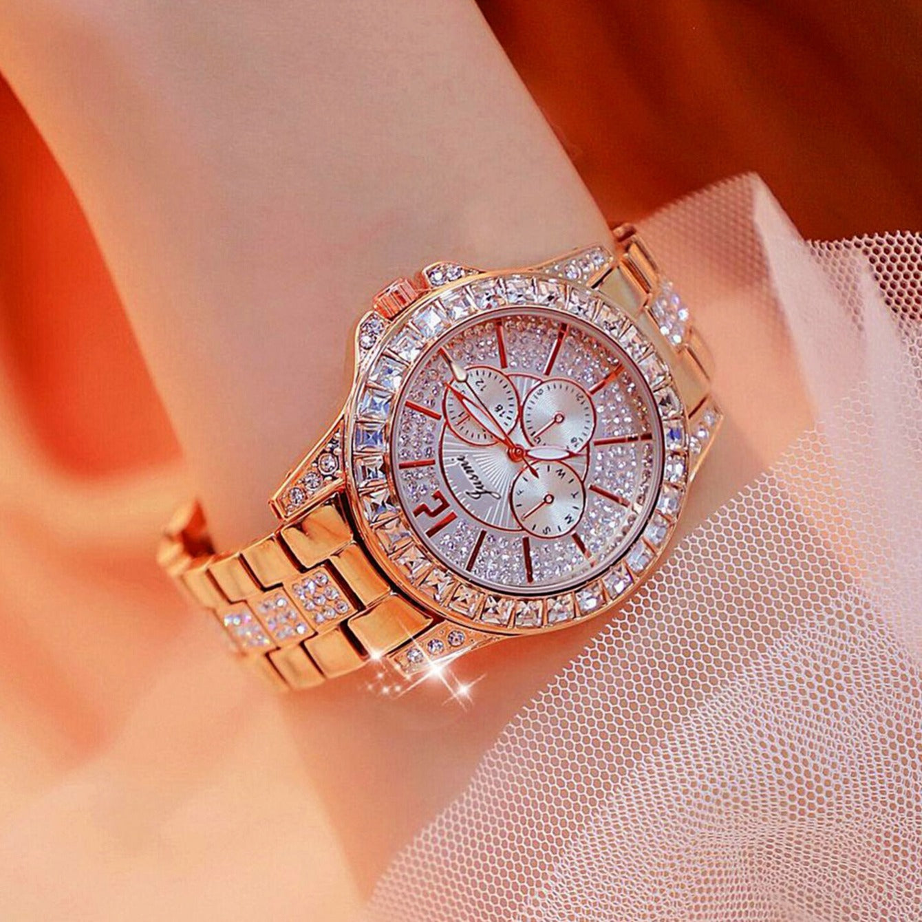 Women's Rhinestone Steel Watch with Adjustable Band