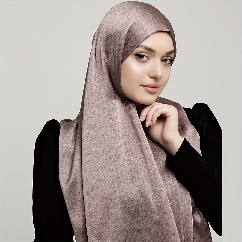 Pañuelo de cabeza clásico plisado de color sólido para uso casual, viaje y actividades al aire libre