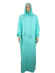 Plus Size Abaya with Hoodie Long Sleeve Polka Dot Casual Muslim Dress