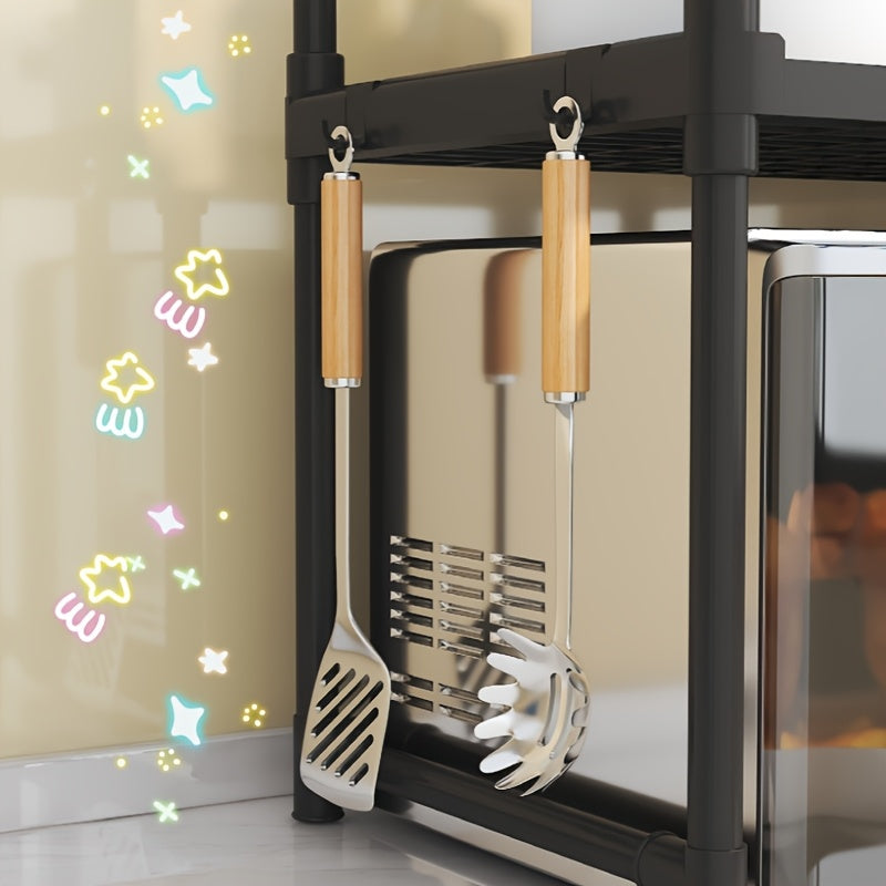 Estante organizador de cocina ajustable de 3 niveles, plástico y metal, para almacenamiento en encimera de horno microondas