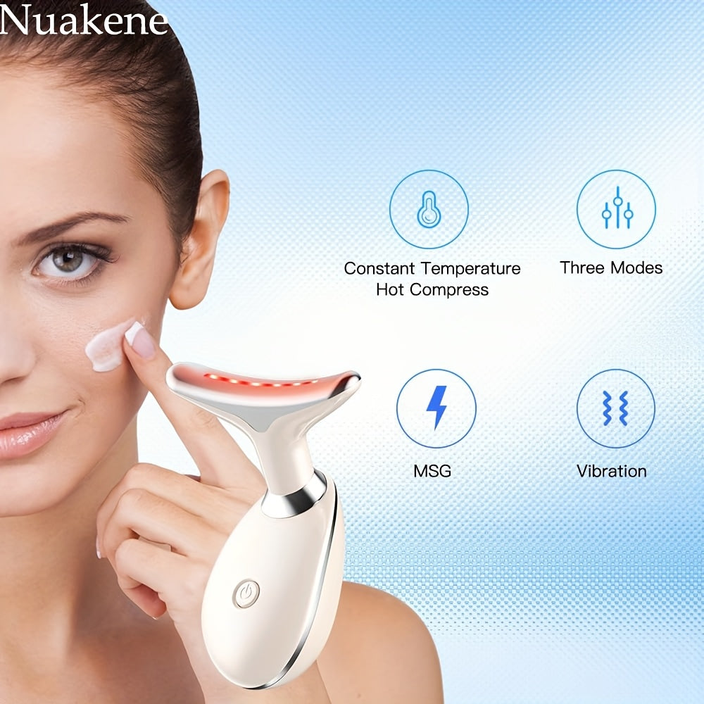 7-Color Facial and Neck Massager with Vibrating Function Rechargeable Home Skin Care Device