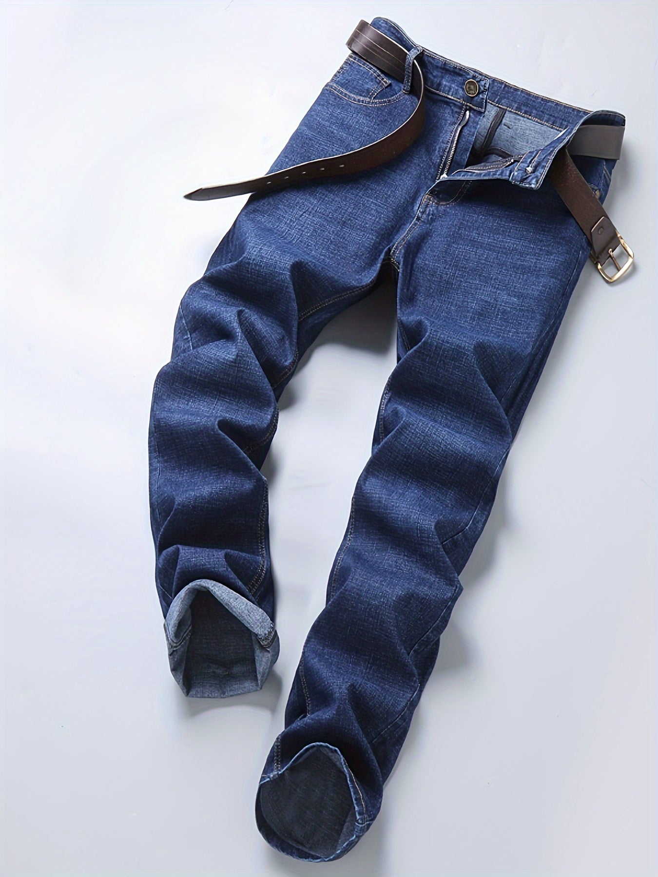 Мужские джинсы большого размера из премиум-денима с эластаном, комфортной посадкой, прочным хлопковым миксом и вышивкой