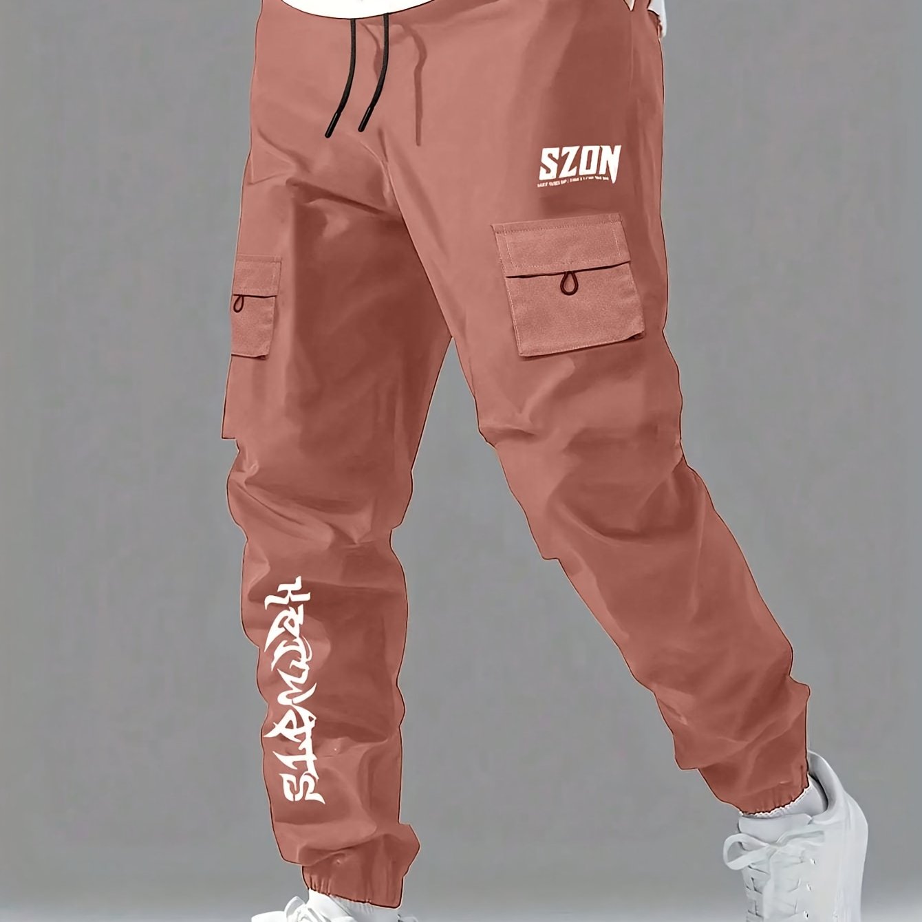 Мужские брюки-карго черного цвета с эластичными манжетами, множеством карманов, повседневные, для всех сезонов