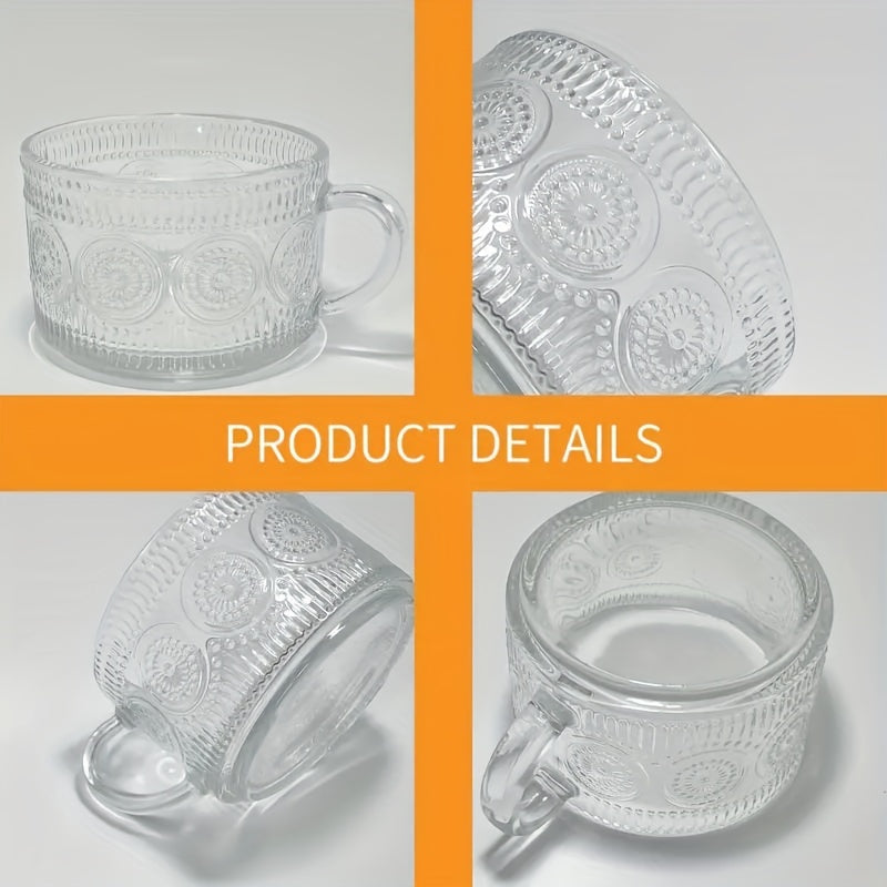 Vintage Glass Coffee Mugs with Wooden Lids Stackable for Cappuccino Latte Cereal Yogurt