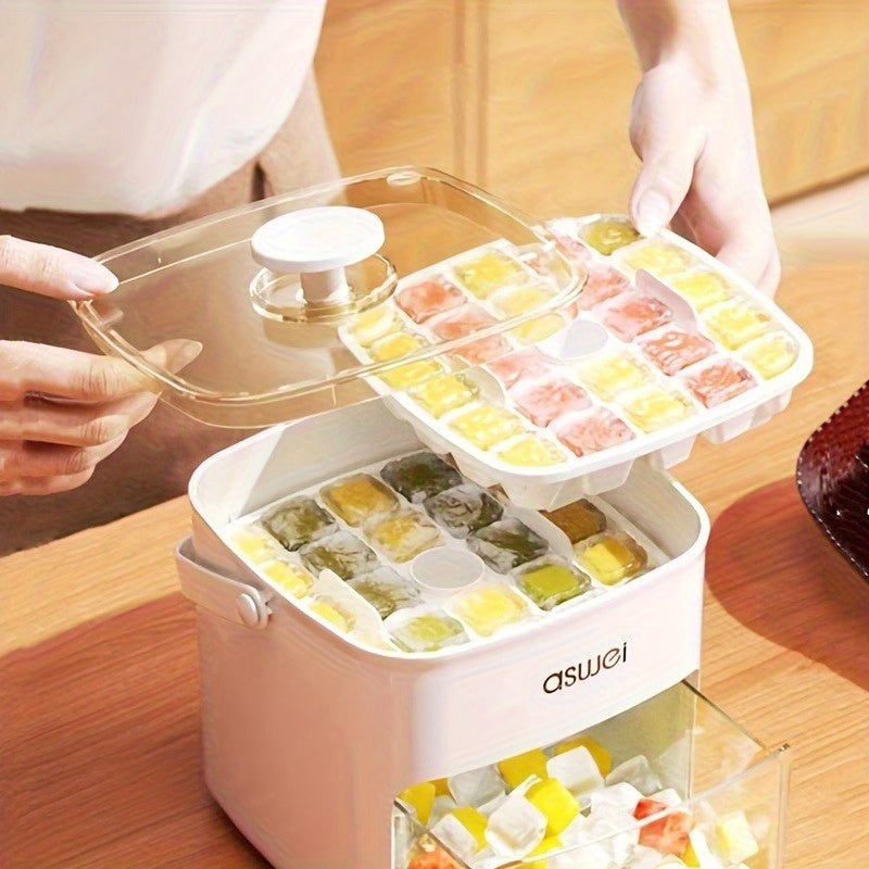 Portable Ice Maker for Refrigerator with 48-Cube Capacity, Ice Clip, 2 Compartments