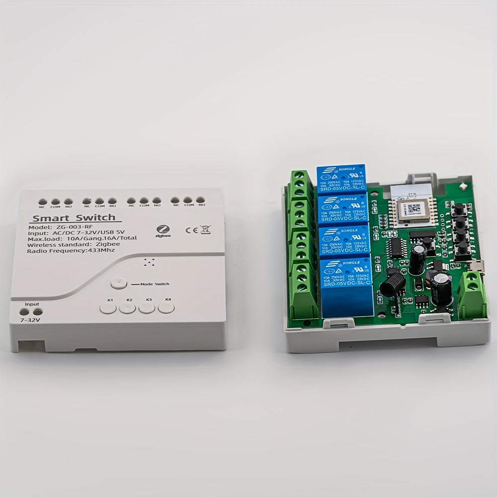 Módulo de interruptor inteligente Zigbee, relé de 4 canales, WiFi RF 433MHz, montaje en pared