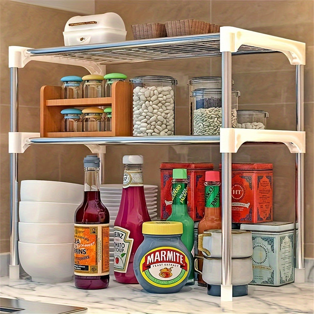 Sturdy Adjustable Microwave Stand with Storage and Utensil Holder