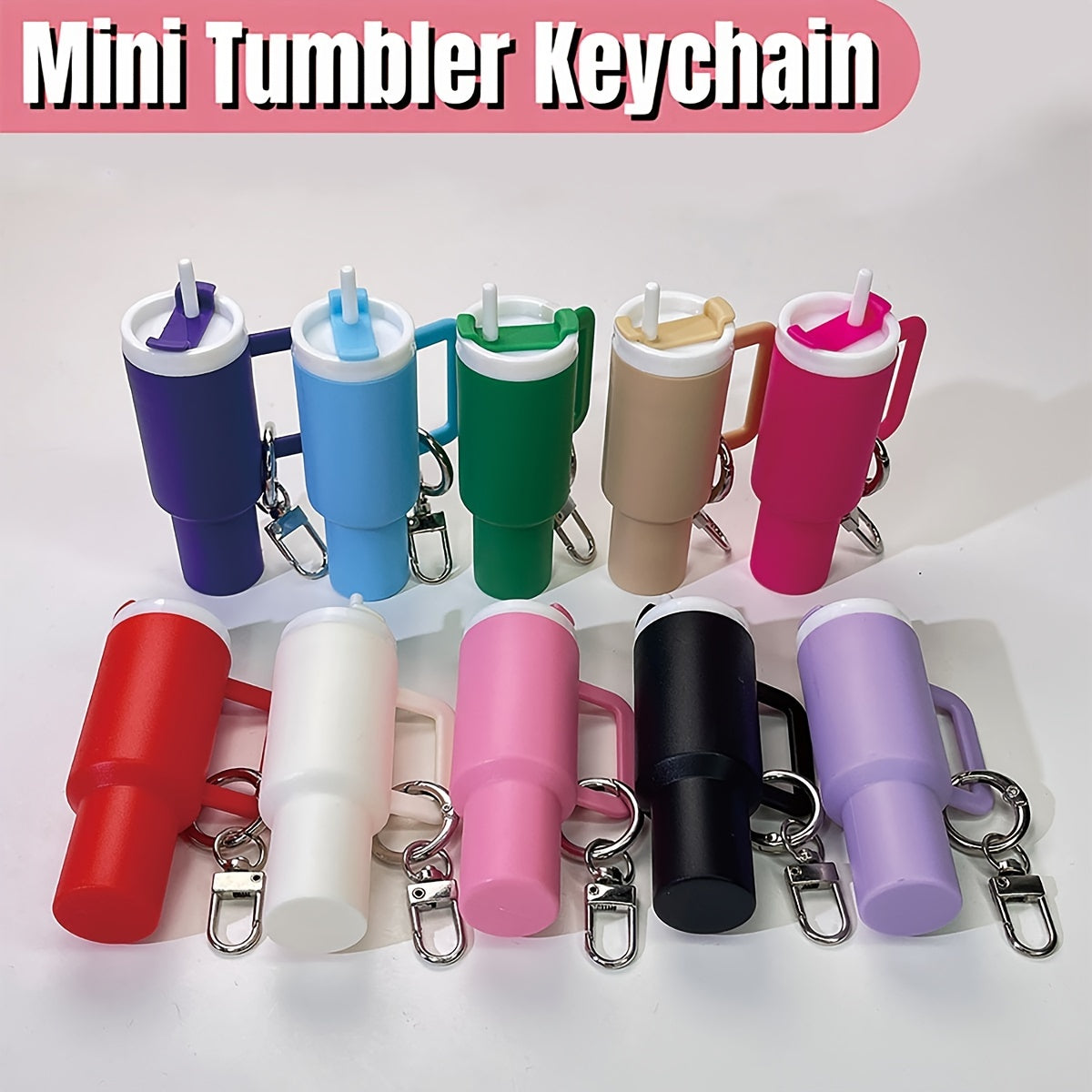 Mini Drink Container Keychain Set with Lipstick Organizer, PVC, 6 Pieces