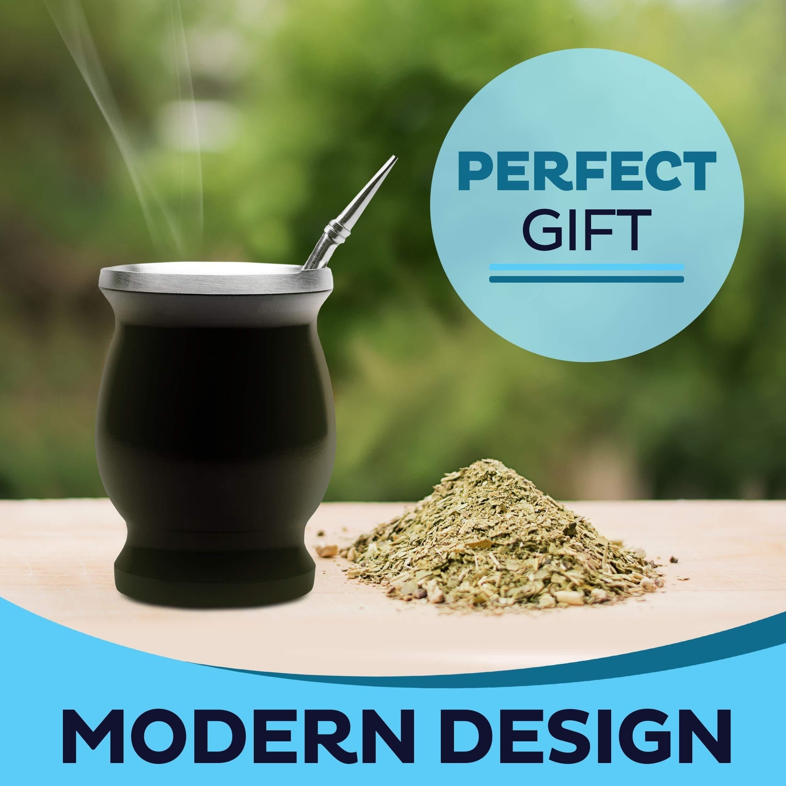 8oz Stainless Steel Yerba Mate Cup and Bombilla Set with Brush and Straw