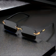 Men's Rimless Square Glasses Black Mirrored PC Frame Casual Hip Hop Fashion