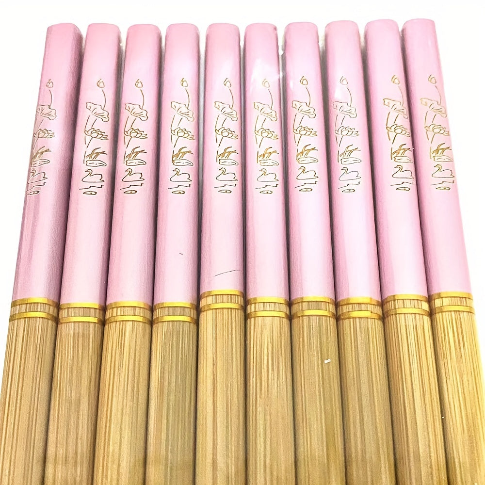 5 Pairs of Premium Bamboo Chopsticks Non-Slip Heat-Resistant Dishwasher Safe Kitchen Utensils