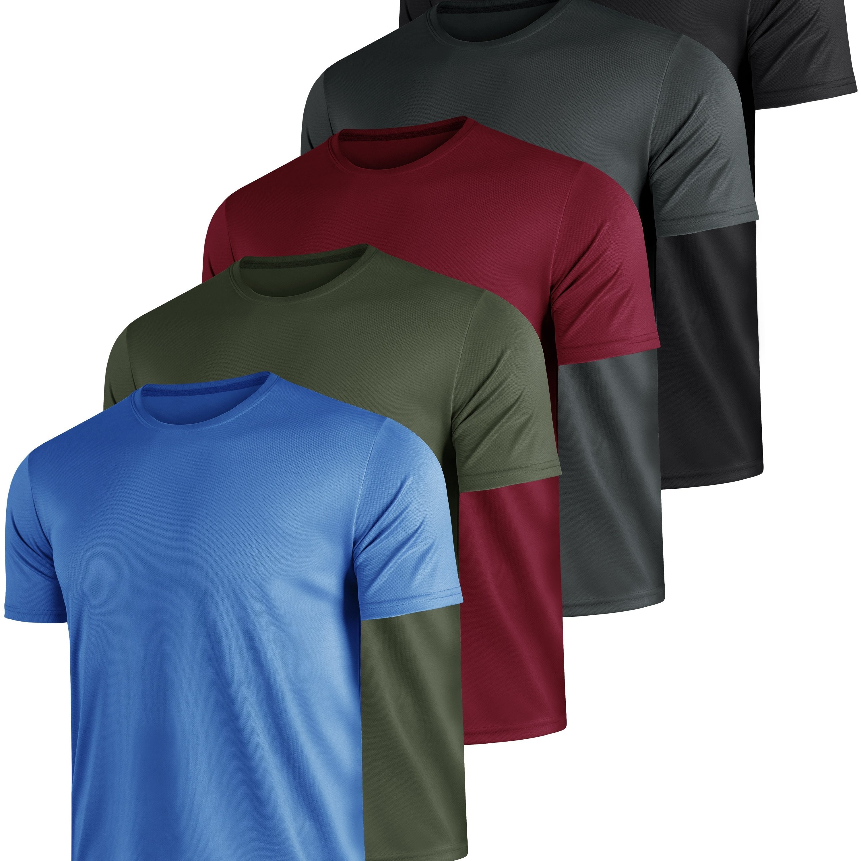 Plus Size Men's 5-Pack Sports Casual Quick Dry Breathable Running T-Shirts