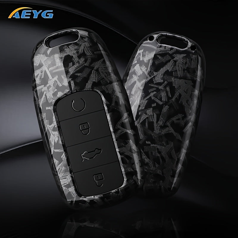 Car Key Case Cover for SUV, Carbon Fiber Style, Fob Protector, Black