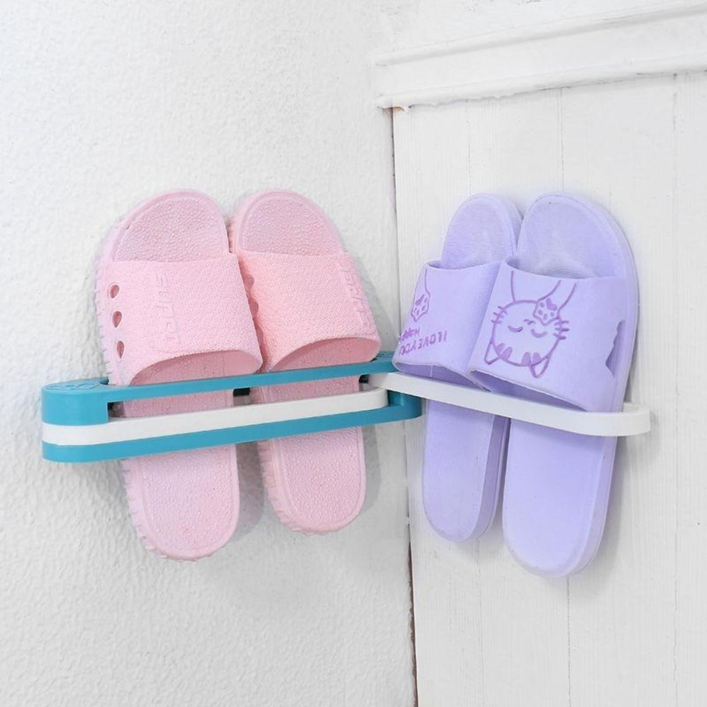 Wall-Mounted Shoe Rack with Folding Design Fits 3 Pairs Durable Plastic Storage