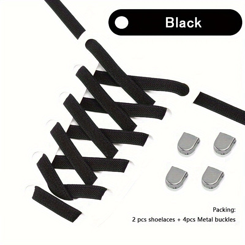 Unisex Elastic No-Tie Shoelaces Durable Rubber Blue White for Sneakers