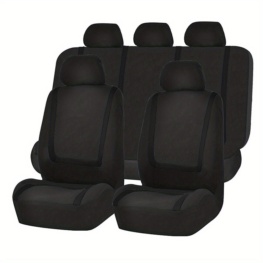 Universal 5-Seat Car Seat Cover Set Soft Breathable Polyester
