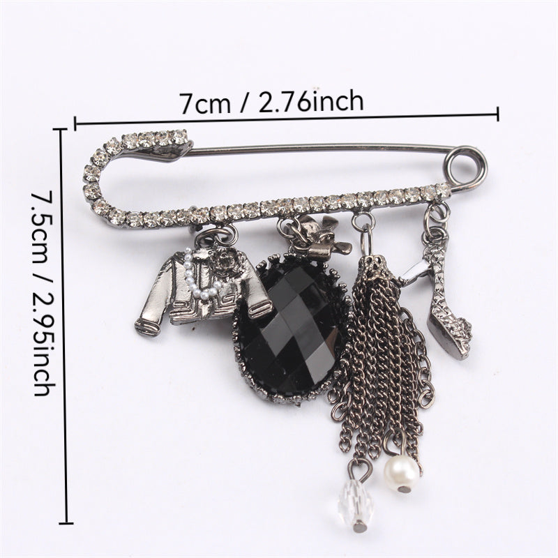 Women's Rhinestone Brooch Pin with High Heels and Coat Charms Stylish Fashion Accessory