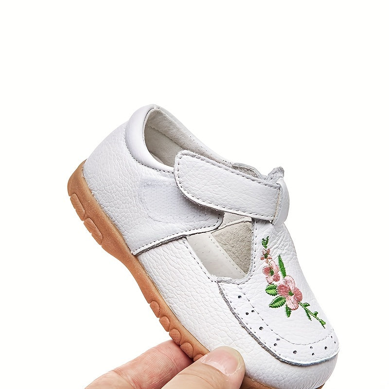 Toddler Girls Flower T-Strap Sandals Lightweight Anti-Skid Mary Jane Flats