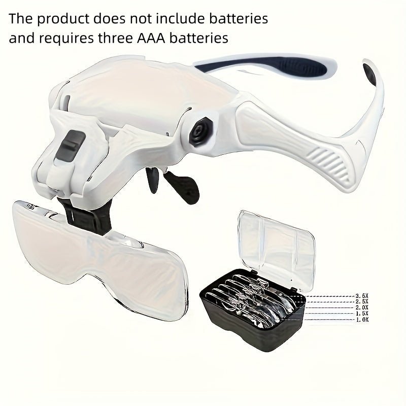 CIICII Boshni kattalashtiruvchi - 5 ta almashtiriladigan zoom darajalari (1.0X-3.5X) bilan LED kattalashtiruvchi shisha, ABS material, batareya bilan ishlaydi, yaqin ishlar, o'qish, zargarlikni tekshirish va sanoat uchun.