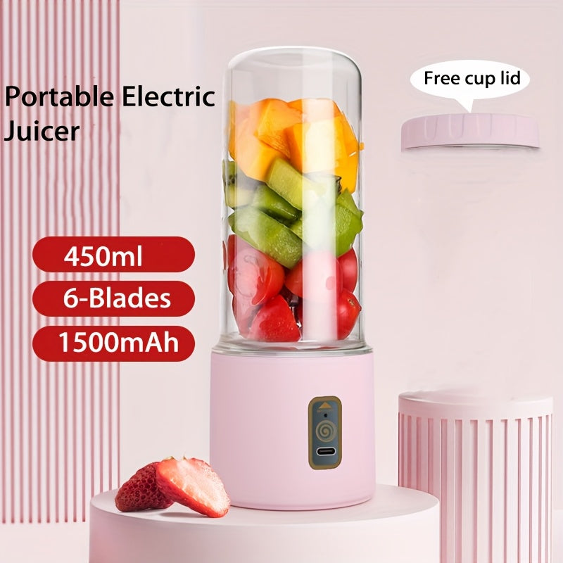 450 мл портативный электрический соковыжималка, перезаряжаемый через USB, с 6 лезвиями, пищевой пластик PP