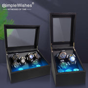 Avtomatik soatlar uchun 3/6 joyli, LED orqa yoritish va yumshoq yostiqchali hashamatli soat aylantiruvchi.