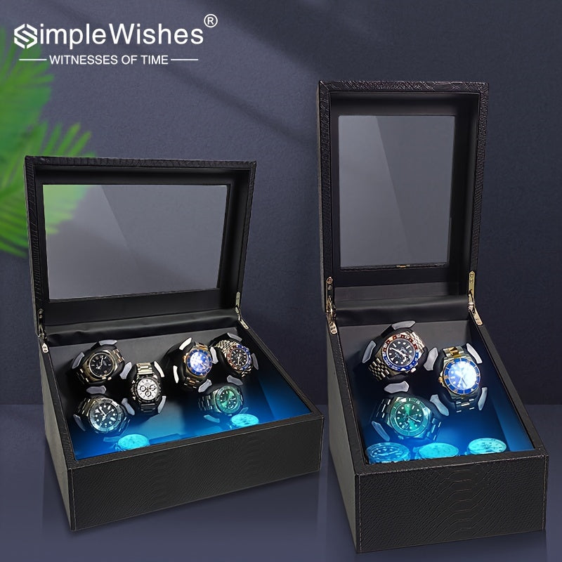 Avtomatik soatlar uchun 3/6 joyli, LED orqa yoritish va yumshoq yostiqchali hashamatli soat aylantiruvchi.