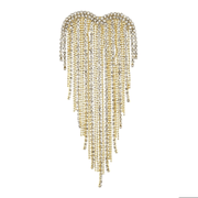 Women's Elegant Heart Design Long Tassel Crystal Dress Pins for Parties