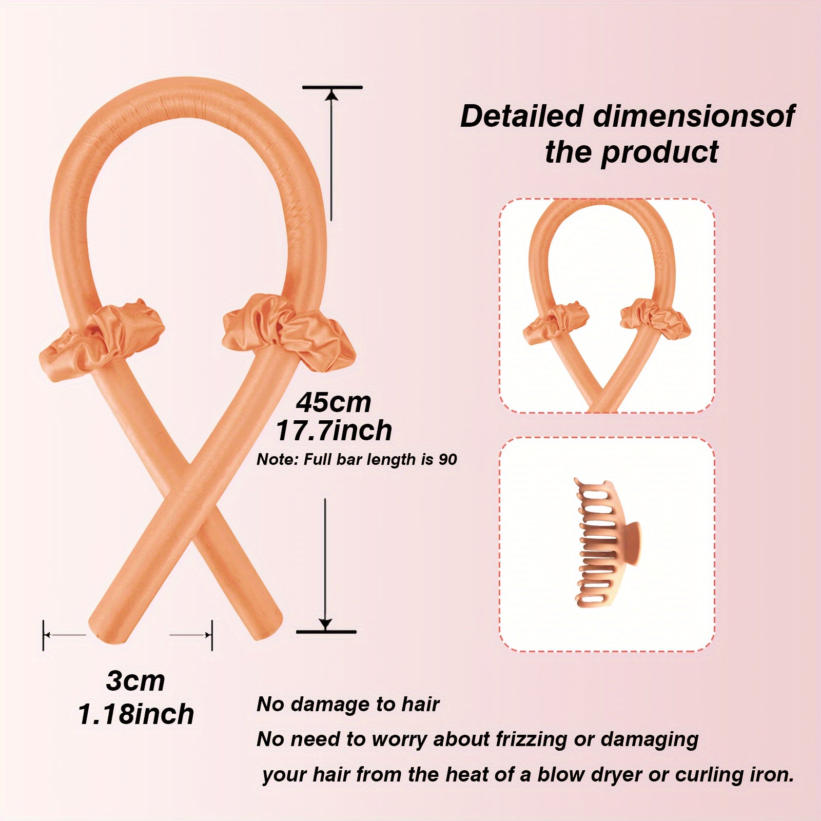 Juego de rulos para cabello sin calor durante la noche para cabello normal, sin fragancia